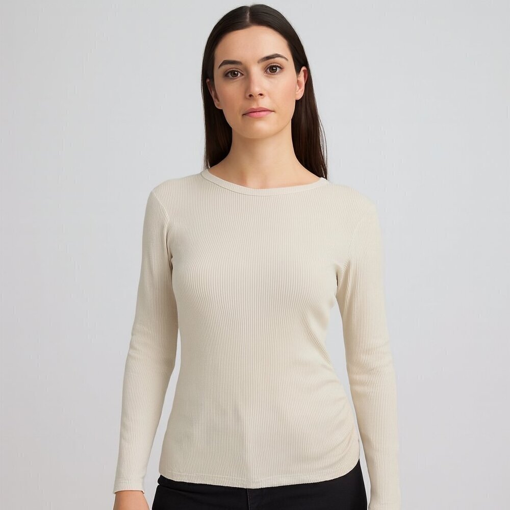 Grey State Ribbed Long Sleeve Top | Size 2 (Small)